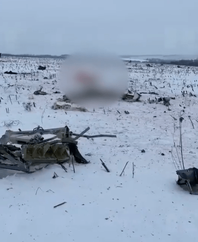 The crash site of the Russian Il-76 military transport plane