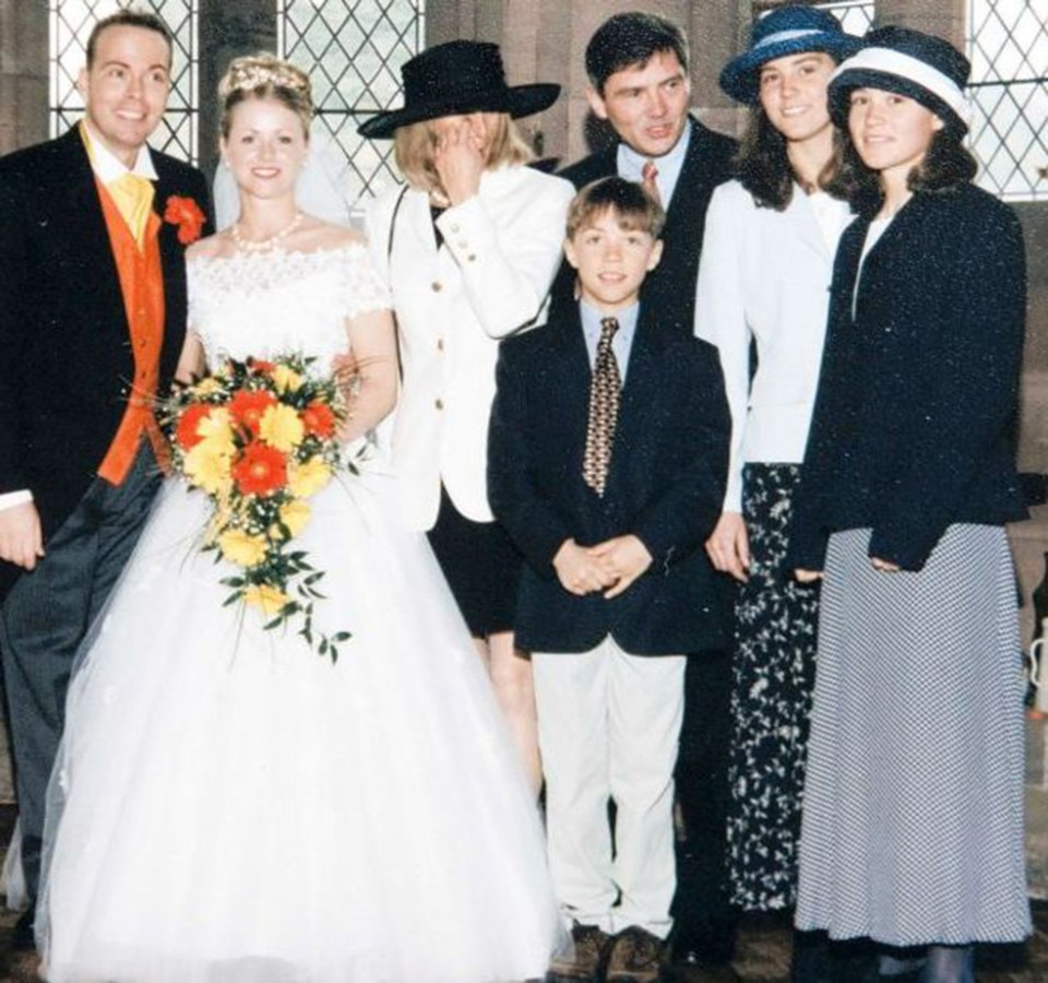 Teenage Kate and Pippa Middleton, far right, at uncle Gary's second wedding in 1997