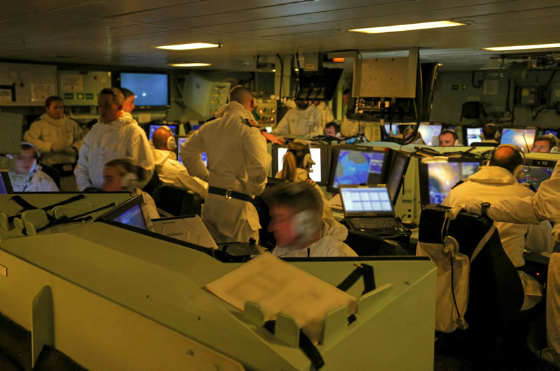 Crew onboard HMS Diamond working to take out the Houthi threat on Saturday