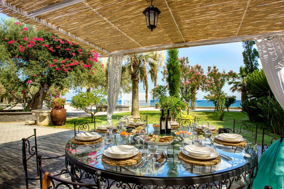 Some of the villa's scenic settings looking out onto the Mediterranean Sea