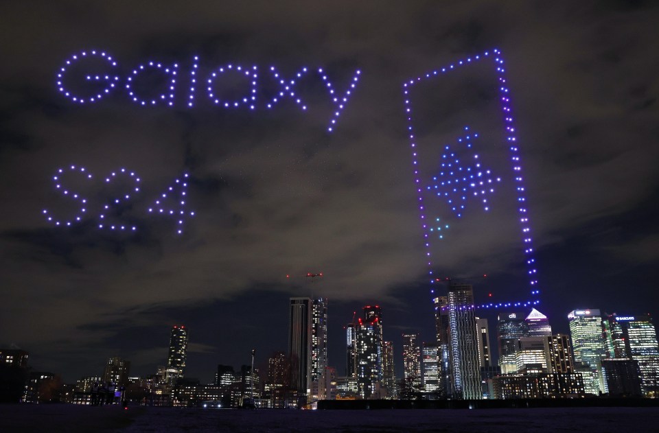 Drone show put on to celebrate new Samsung Galaxy S24 launch