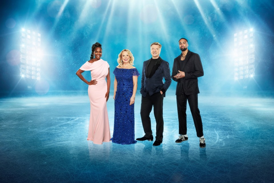 Editorial use only Mandatory Credit: Photo by ITV/Matt Frost/REX/Shutterstock (14295373ah) Ashley Banjo & Otlile Mabuse, Jayne Torvill & Christopher Dean 'Dancing On Ice' TV Show, Series 16, UK - 14 Jan 2024 Dancing on Ice, is a British ITV entertainment series which features celebrities and their professional partners figure skating in front of a panel of judges.