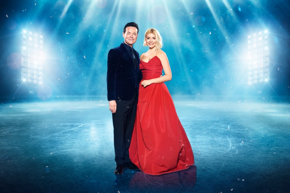 Editorial use only Mandatory Credit: Photo by ITV/Matt Frost/REX/Shutterstock (14295373z) Stephen Mulhern & Holly Willoughby 'Dancing On Ice' TV Show, Series 16, UK - 14 Jan 2024 Dancing on Ice, is a British ITV entertainment series which features celebrities and their professional partners figure skating in front of a panel of judges.