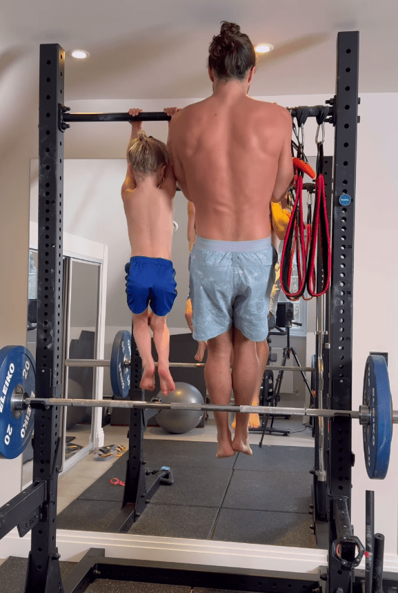 Joe Wicks shared a video of his son Marley, four, doing chin ups