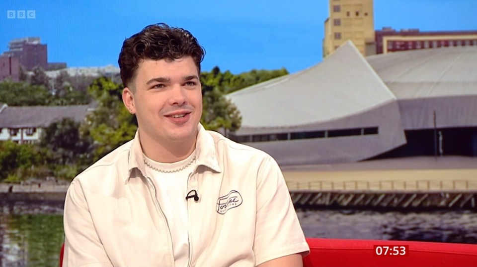 During the show the winner of The Traitors Harry Clark, pictured, joined the hosts on the iconic red sofa