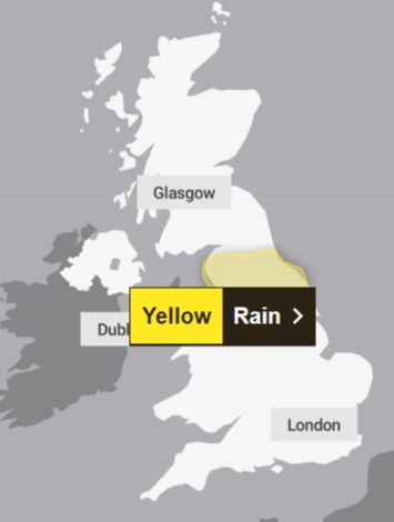 A yellow weather warning has been issued for Monday and Tuesday