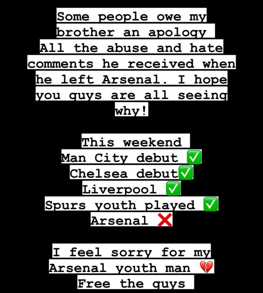 He blasted Arsenal on social media