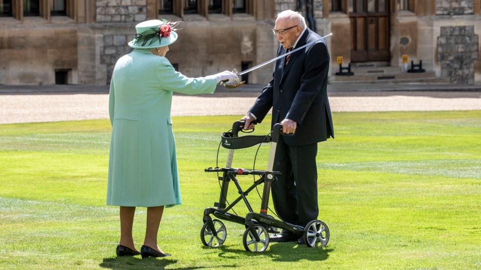 Captain Tom was knighted by the late Queen in a unique ceremony during the pandemic