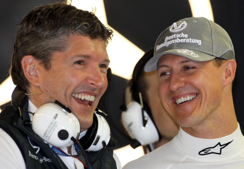 Nick Fry, pictured left, said 'no human being in history has had the treatment Michael Schumacher has'