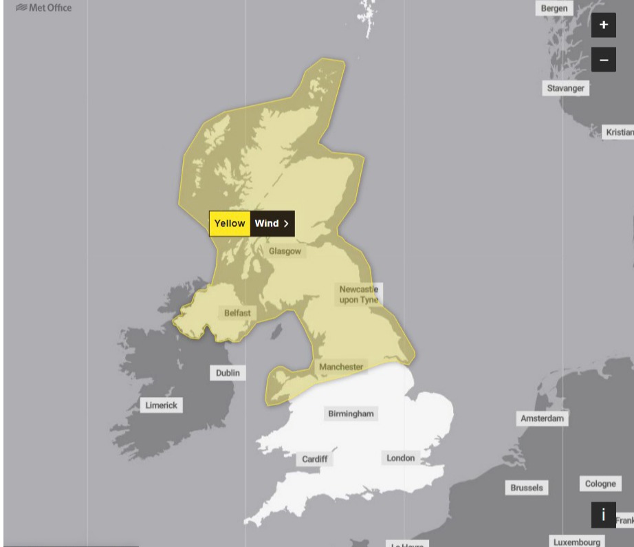 Strong winds are set to cause travel chaos in the middle of the week