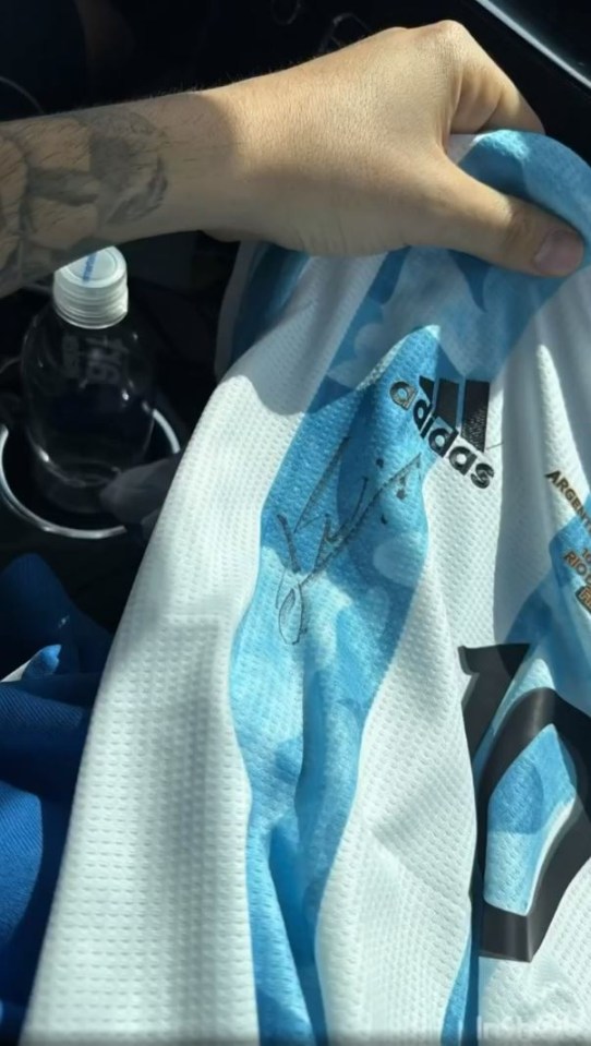 Messi went on to sign an Argentina shirt for his super fans