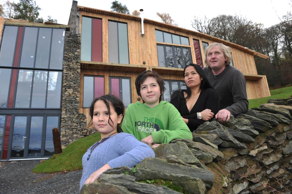 Robert and Milla Gaukroger with their children outside their infamous Dome House