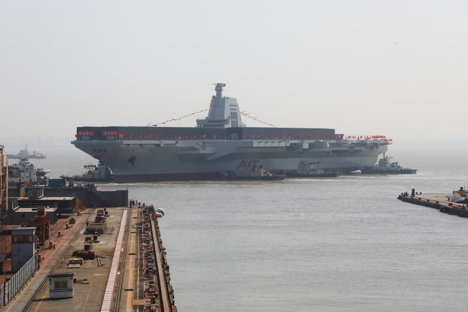 China's biggest aircraft carrier is 100,000 tonnes and features a 1,049 ft runway