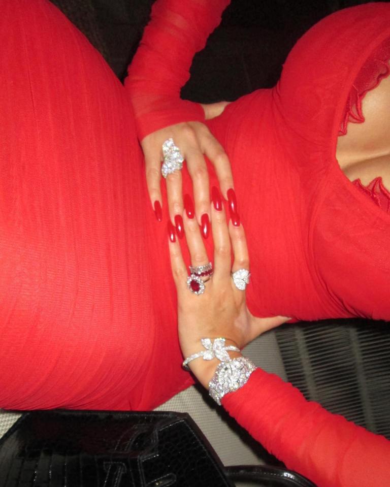 Georgina Rodriguez celebrates Valentines Day early in red skintight dress