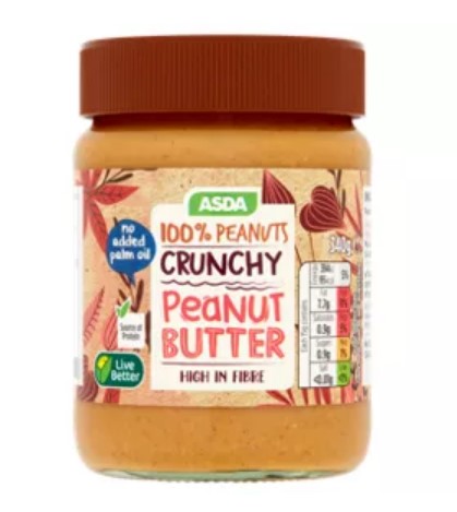 A jar of crunchy peanut butter costs £1.80 in Asda