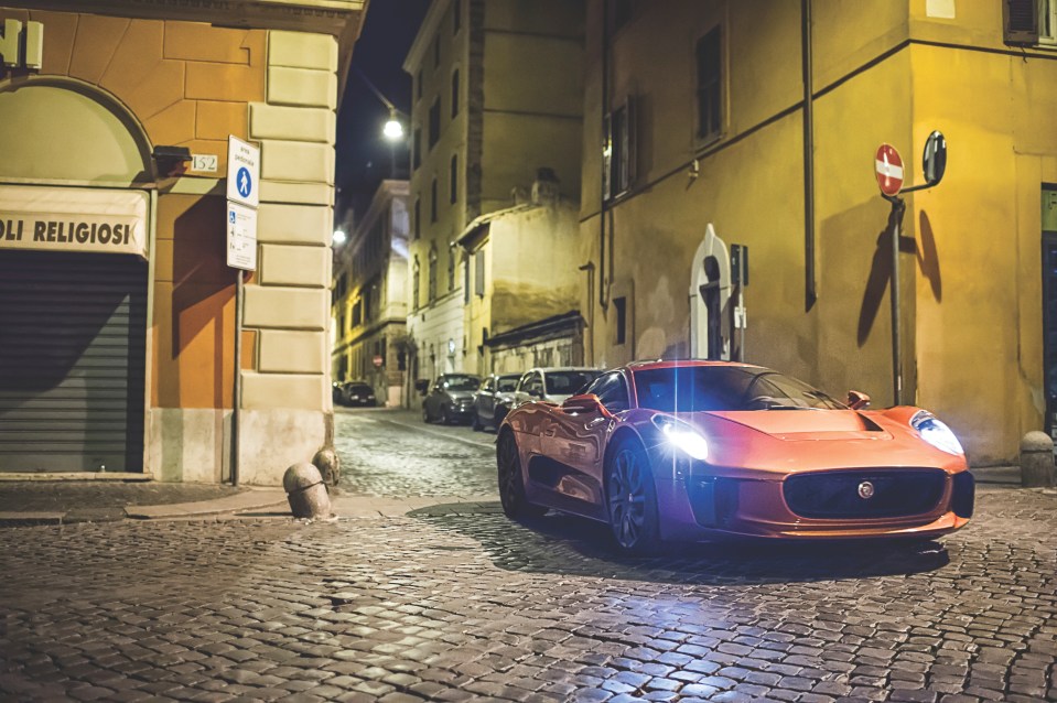 In a dramatic car chase scene in the James Bond movie, the C-X75 is seen chasing the secret agent through the streets of Rome