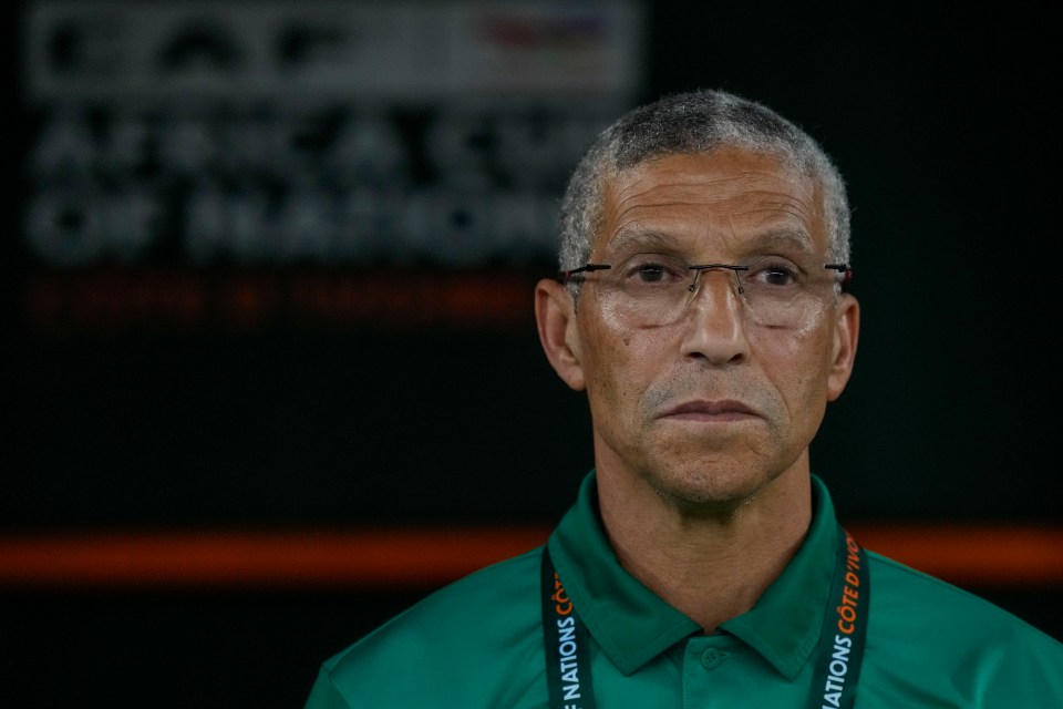 Ghana's head coach Chris Hughton looks on during the game against Mozambique