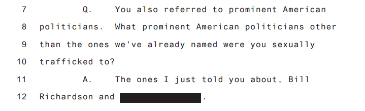 Giuffre alleged she was forced to have sex with a US politician