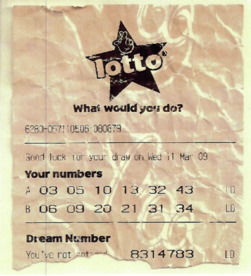 The fake National Lottery ticket that Eric Putman used to claim £2.5million