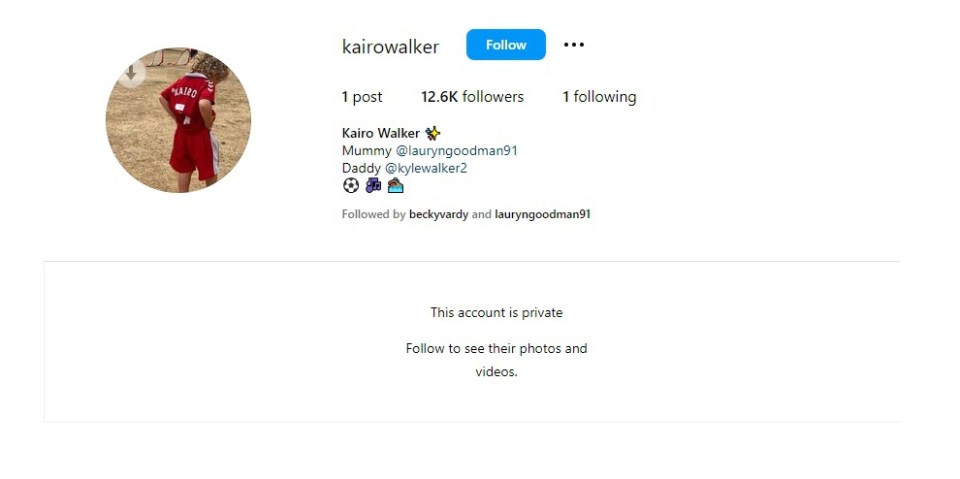 Lauryn Goodman has set up a social media page for the son she shares with Kyle Walker