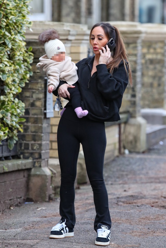 Lauryn was spotted carrying the five-month-old tot while on a coffee run in Sussex