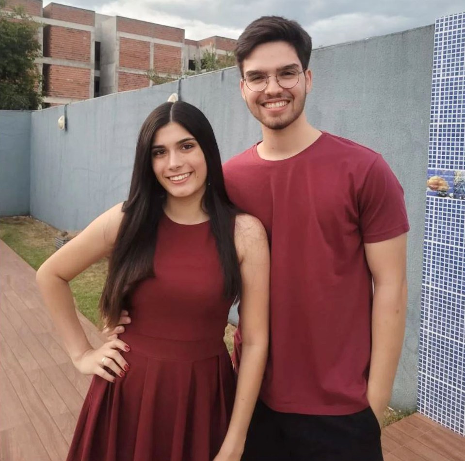 Leticia Camille , 19, poses with her boyfriend Filipe Orsato