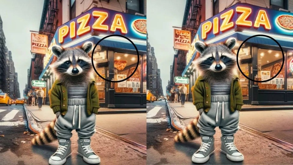 There’s a missing pizza on the window of the right image