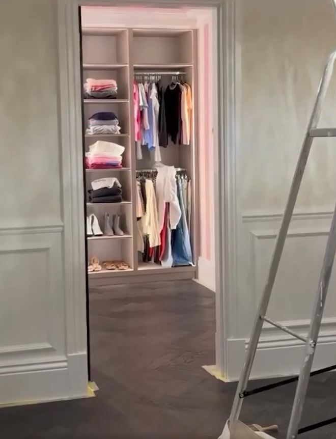 Work underway at the mansion but a huge walk-in wardrobe can be seen