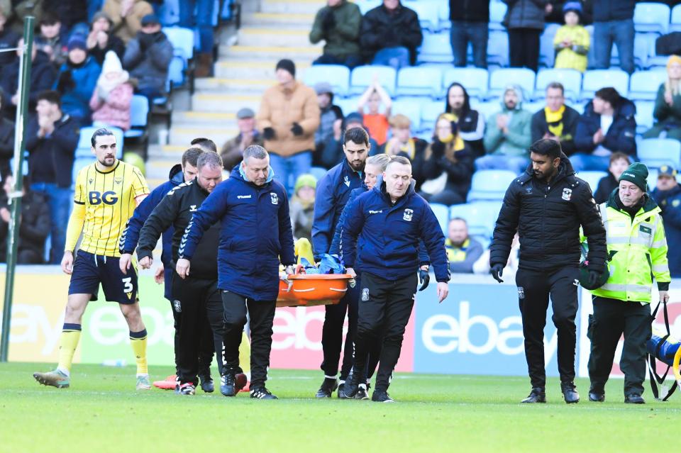 He was stretchered off in the FA Cup clash versus Coventry