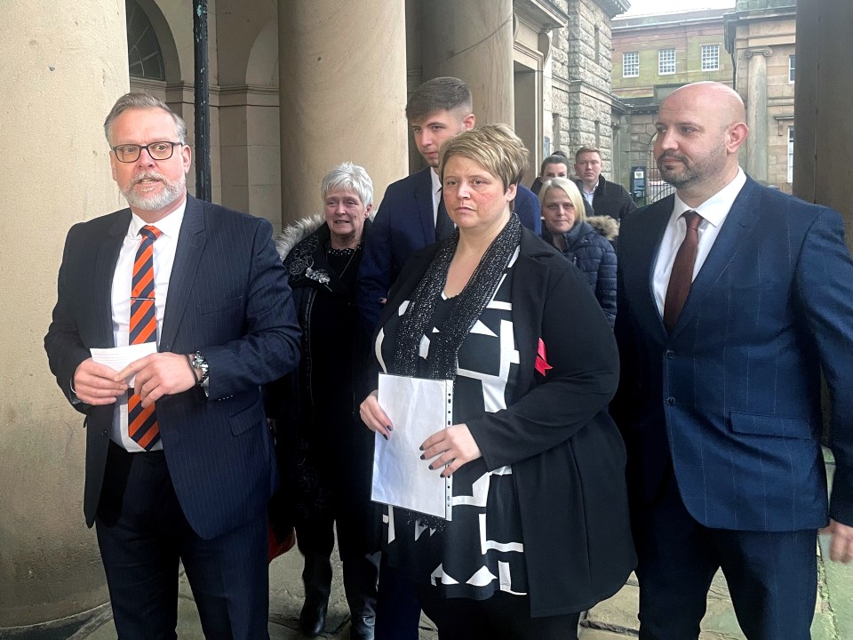 Detective Inspector Nigel Parr of Cheshire Constabulary (left) with Lisa Watson, 44, (centre), mother of murder victim Ryan Watson