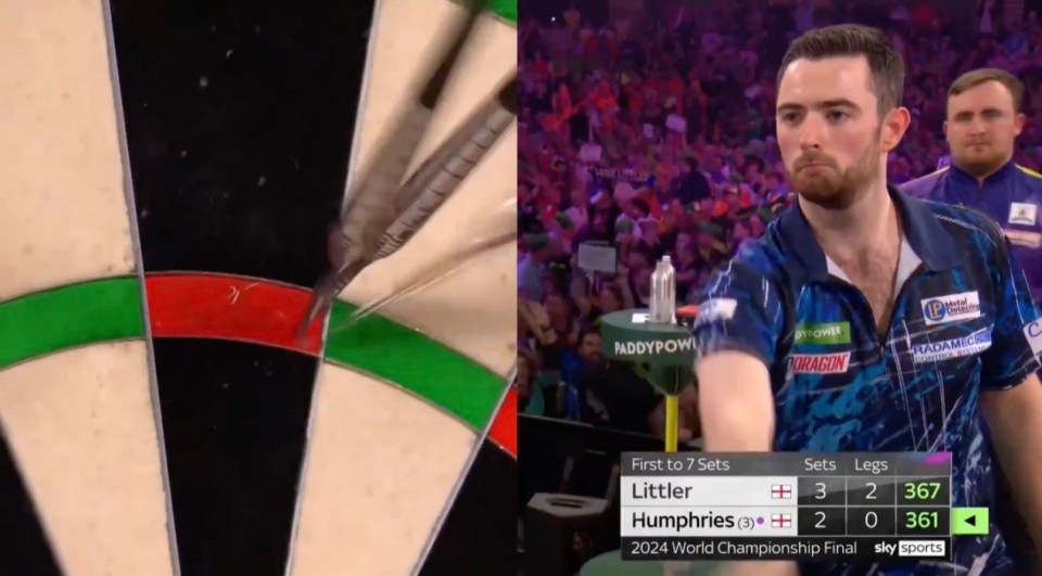 Luke Humphries fell victim to a freak shot during the PDC World Darts Championship final