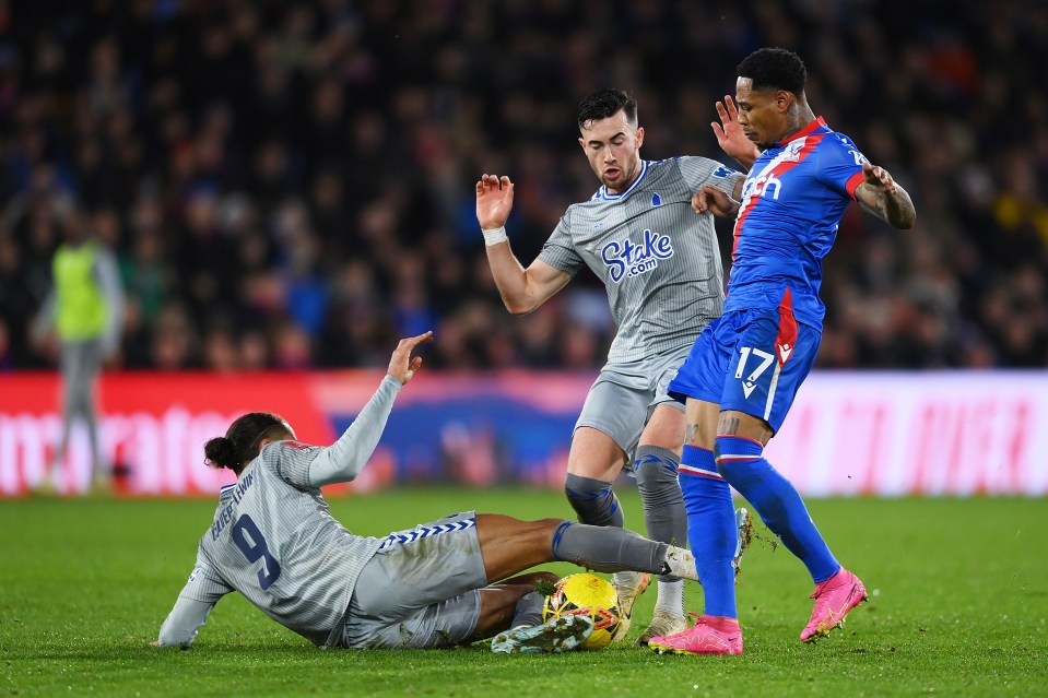 Dominic Calvert-Lewin was sent off for his tackle on Nathaniel Clyne