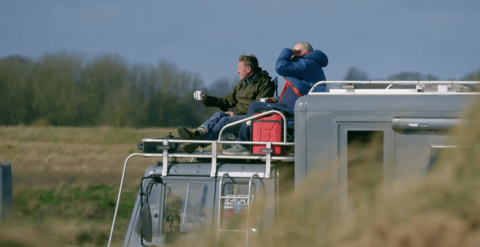 Alongside seating in the vehicle, there is room on top of the cabin to enjoy a hot drink in the morning