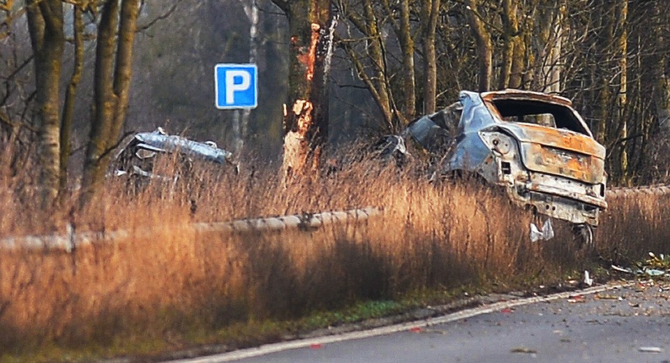 The scene of the crash in which the two men were killed