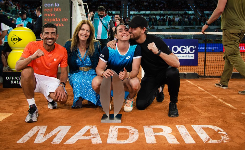 Team Jabeur celebrate after she won the Madrid Masters