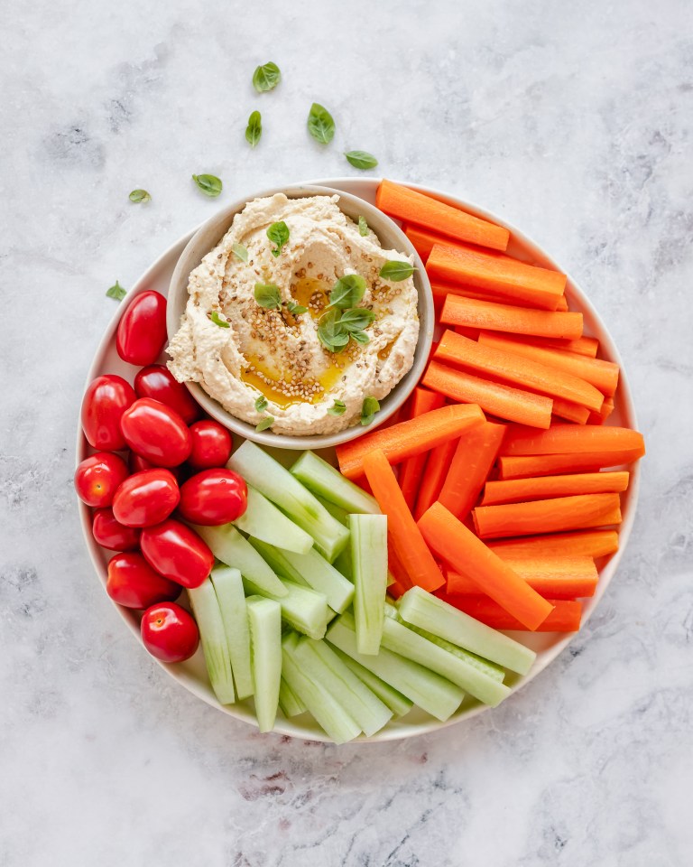 Hummus and vegetable sticks is another great option