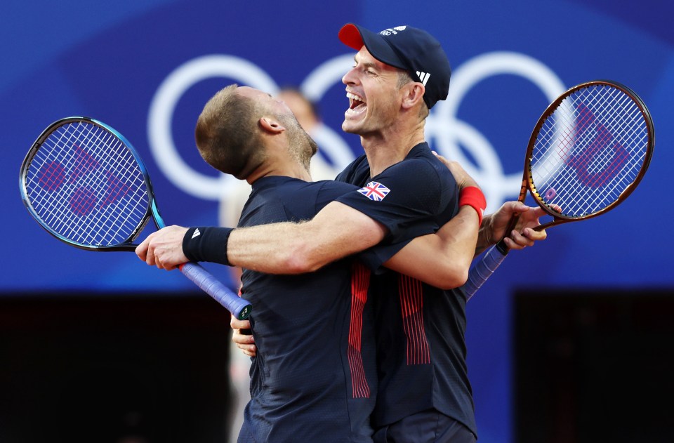 Dan Evans and Andy Murray are in doubles action at the Paris Olympics