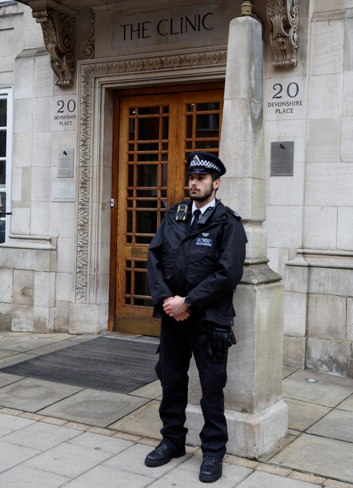 Officers are now standing outside The London Clinic