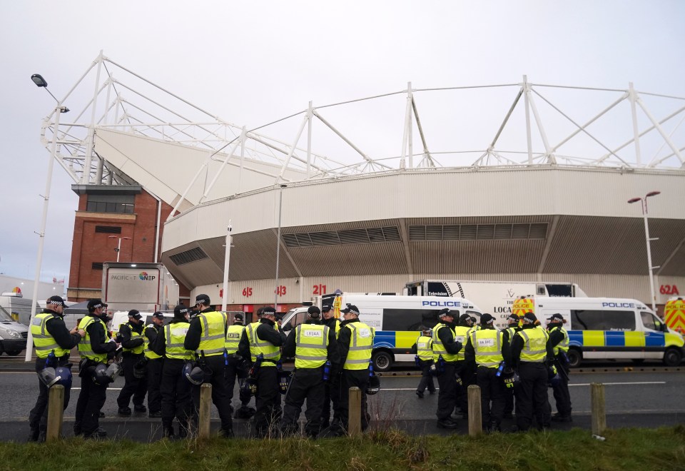 There is already a heavy police presence outside the Stadium of Light