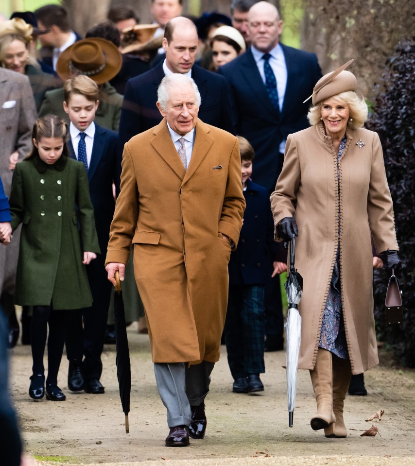 King Charles leads the royals on their way to a Christmas morning service at Sandringham Church last month