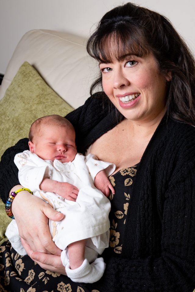 Rebecca Brown, 39, with her newborn daughter Ethel, who was born with IVF treatment from her winnings