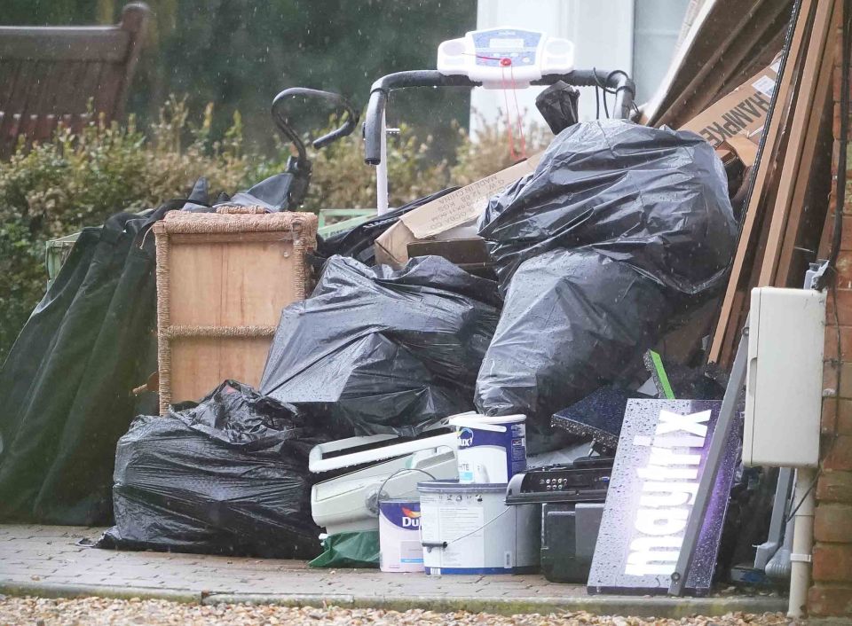 Building waste piled up outside the Bedfordshire mansion