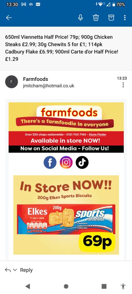 They are available in store at farmfoods