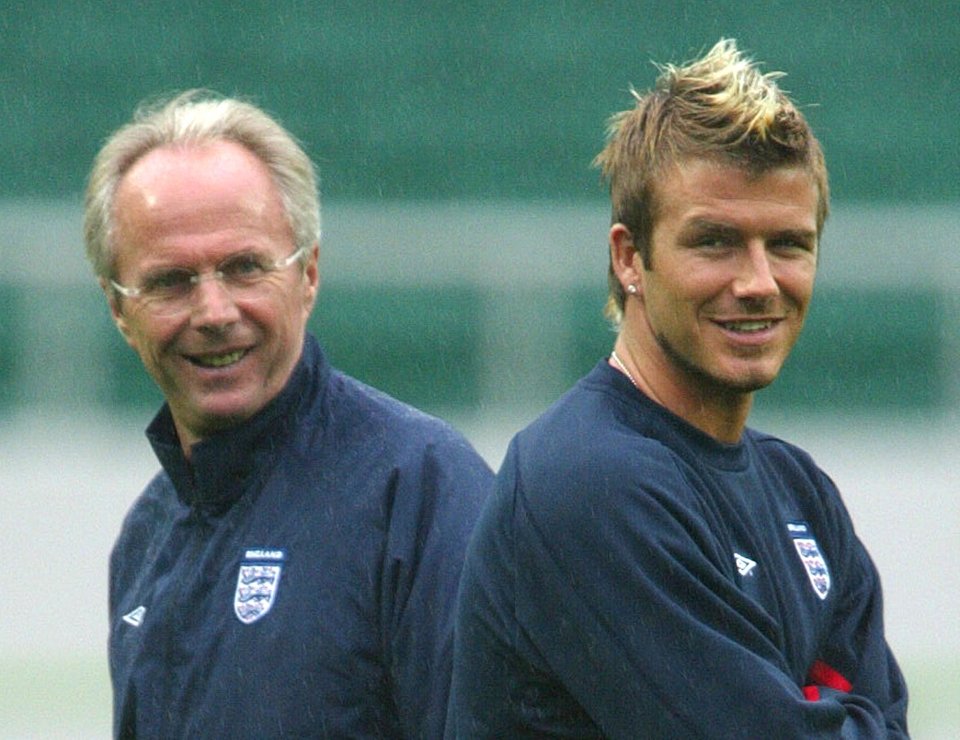 The manager pictured with Three Lions hero David Beckham