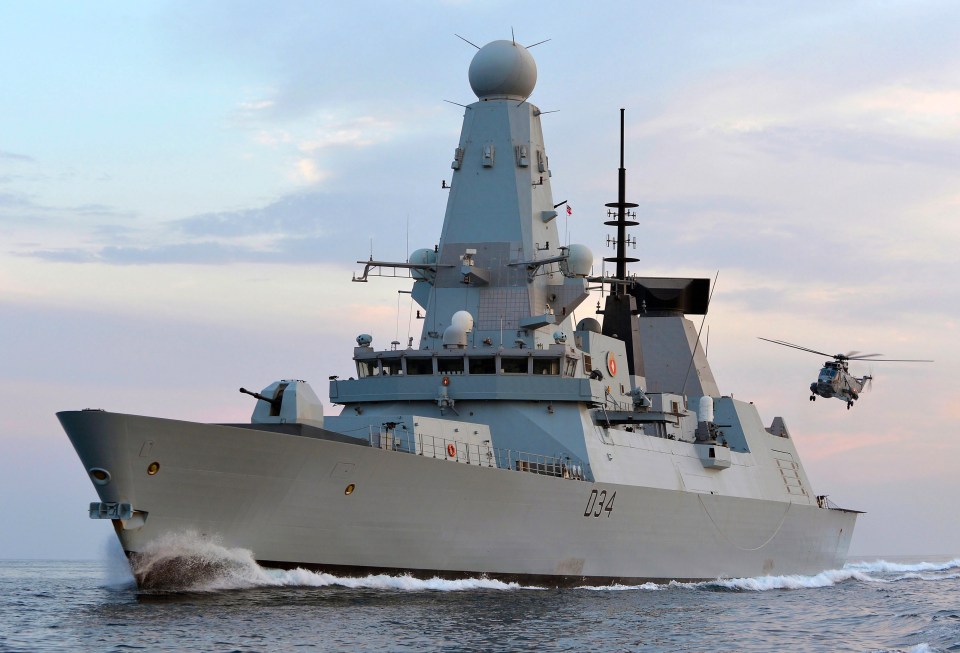 Royal Navy warship HMS Diamond - which shot down Houthi attack drones in the Red Sea on Saturday