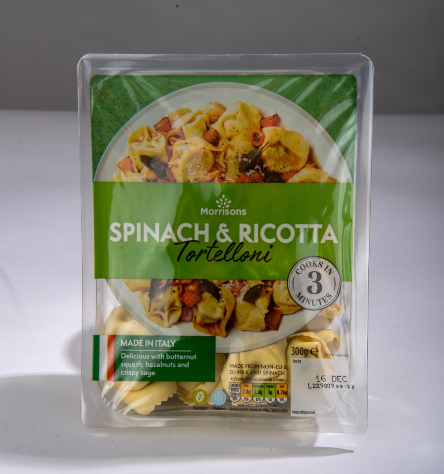 Morrisons' Spinach and Ricotta tortellini was quite disappointing