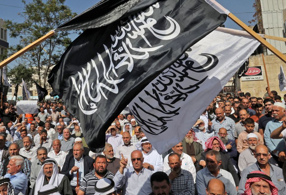 Hizb ut-Tahrir march demanding a ban on Jewish prayer at Al-Aqsa mosque in the West Bank, 2021