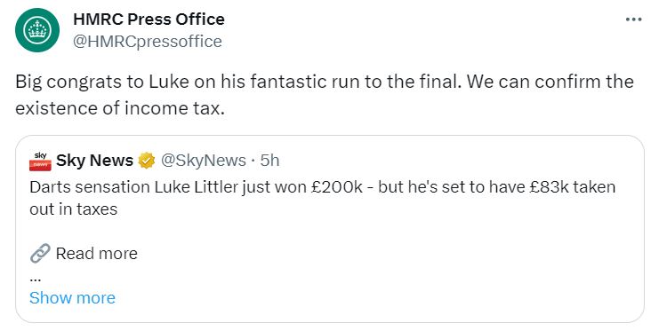 HMRC was slammed for a ‘brutal’ Tweet poking fun at Littler