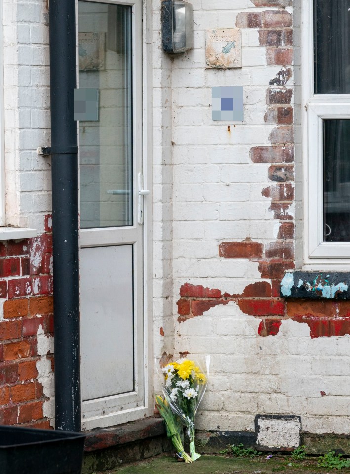 Flowers left outside the home in Skegness where the pair died