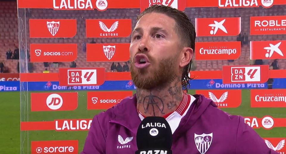 Sergio Ramos went ballistic at a Sevilla fan during a live TV interview